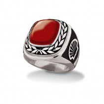 Men's Shell Silver Traditional Ring