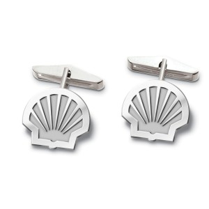 Shell Emblem White Gold Cufflinks