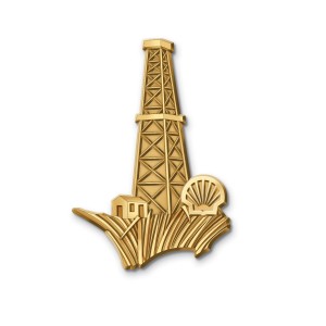 Shell Gold Oil Rig Lapel Pin