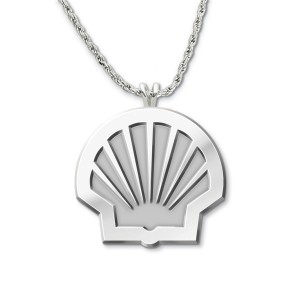 Shell Emblem White Gold Pendant Necklace
